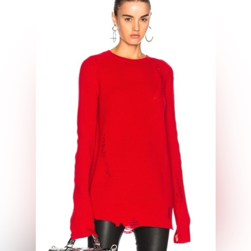 Helmut Lang Cotton Cashmere Distressed Sweater Grunge Size Large NWOT